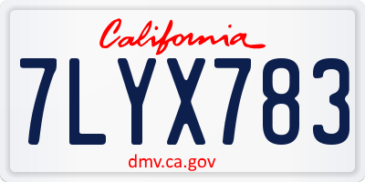 CA license plate 7LYX783