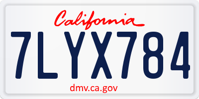 CA license plate 7LYX784