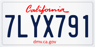 CA license plate 7LYX791
