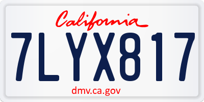 CA license plate 7LYX817