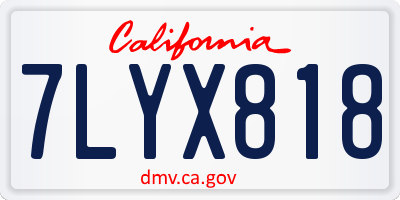 CA license plate 7LYX818