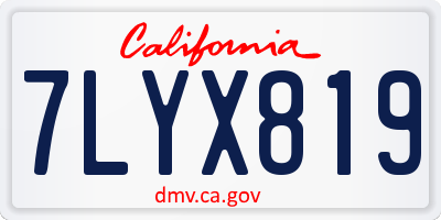 CA license plate 7LYX819