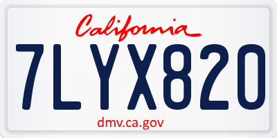 CA license plate 7LYX820