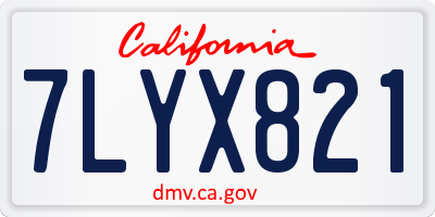 CA license plate 7LYX821