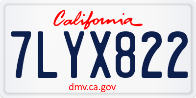 CA license plate 7LYX822