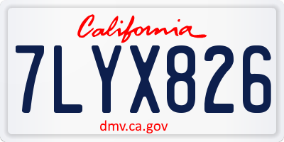 CA license plate 7LYX826