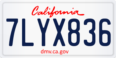 CA license plate 7LYX836