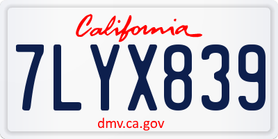 CA license plate 7LYX839