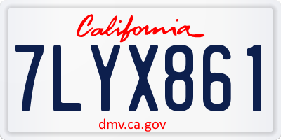 CA license plate 7LYX861
