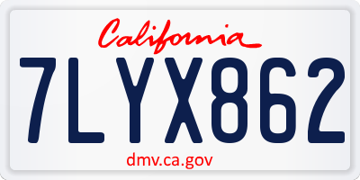 CA license plate 7LYX862