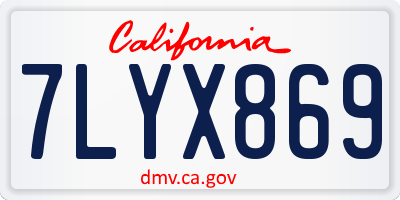 CA license plate 7LYX869