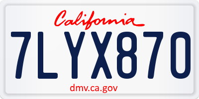 CA license plate 7LYX870