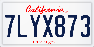 CA license plate 7LYX873