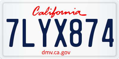 CA license plate 7LYX874