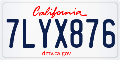CA license plate 7LYX876