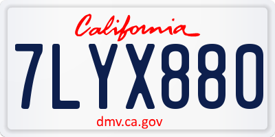 CA license plate 7LYX880