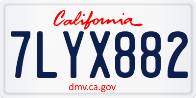 CA license plate 7LYX882