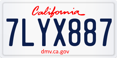 CA license plate 7LYX887