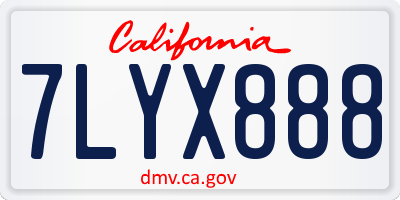 CA license plate 7LYX888