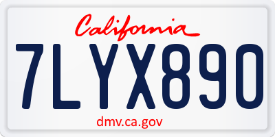 CA license plate 7LYX890