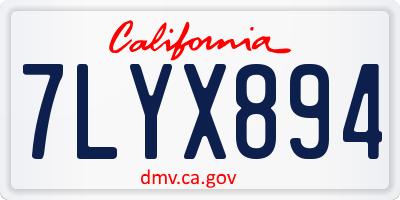 CA license plate 7LYX894