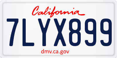 CA license plate 7LYX899