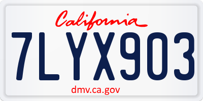 CA license plate 7LYX903