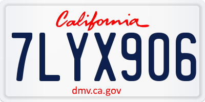 CA license plate 7LYX906