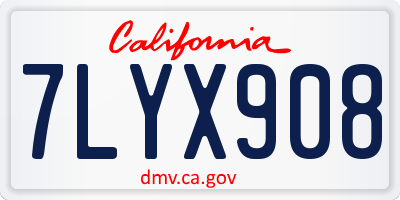 CA license plate 7LYX908
