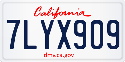 CA license plate 7LYX909