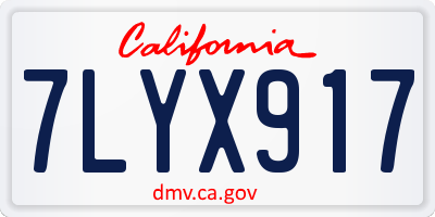 CA license plate 7LYX917