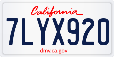 CA license plate 7LYX920