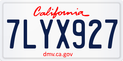 CA license plate 7LYX927