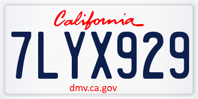 CA license plate 7LYX929