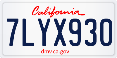 CA license plate 7LYX930