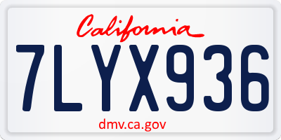 CA license plate 7LYX936