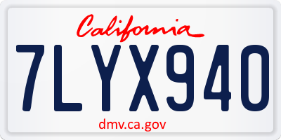 CA license plate 7LYX940