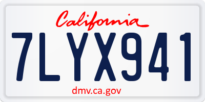 CA license plate 7LYX941