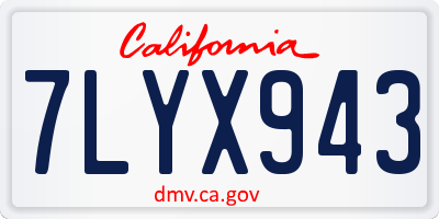CA license plate 7LYX943