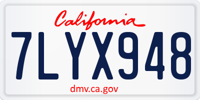 CA license plate 7LYX948