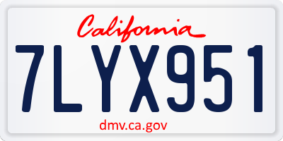 CA license plate 7LYX951