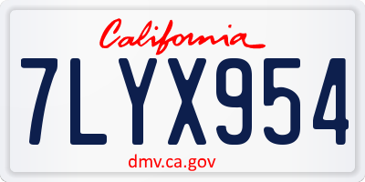 CA license plate 7LYX954