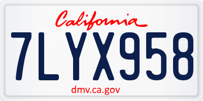 CA license plate 7LYX958