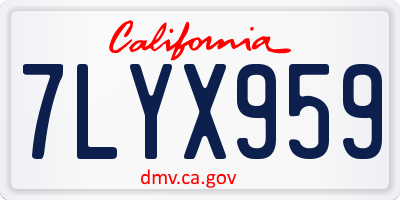 CA license plate 7LYX959