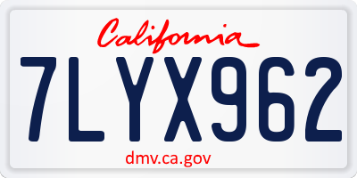 CA license plate 7LYX962