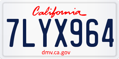 CA license plate 7LYX964