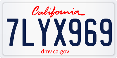 CA license plate 7LYX969