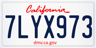 CA license plate 7LYX973