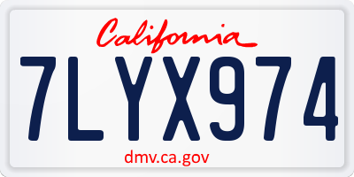 CA license plate 7LYX974