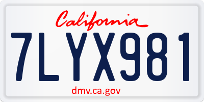 CA license plate 7LYX981